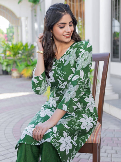 Cotton Blend Kurti-Pant Set